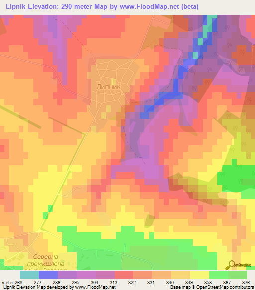 Lipnik,Bulgaria Elevation Map