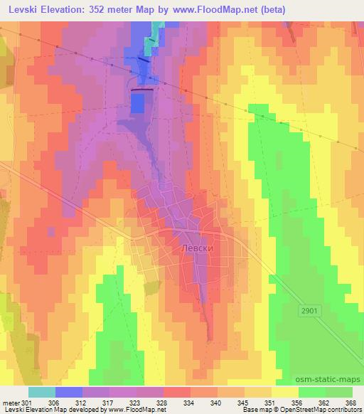 Levski,Bulgaria Elevation Map