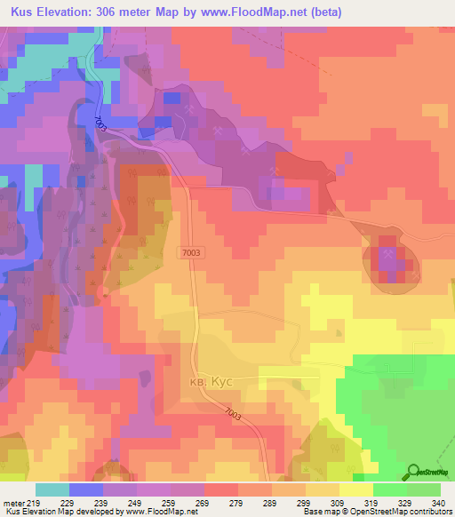 Kus,Bulgaria Elevation Map