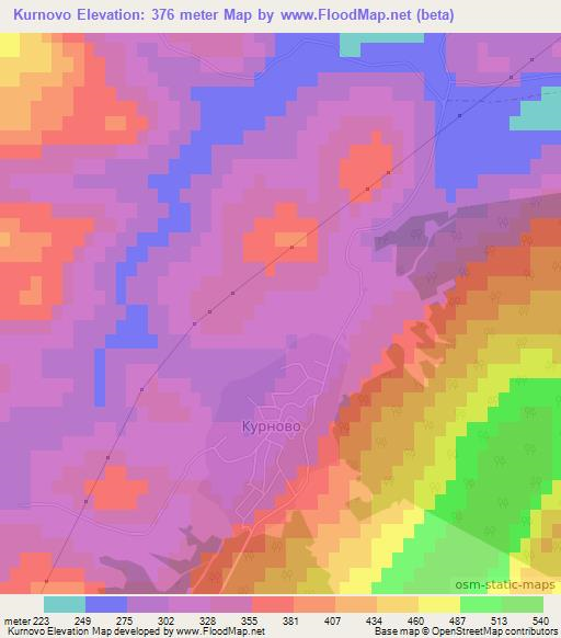 Kurnovo,Bulgaria Elevation Map