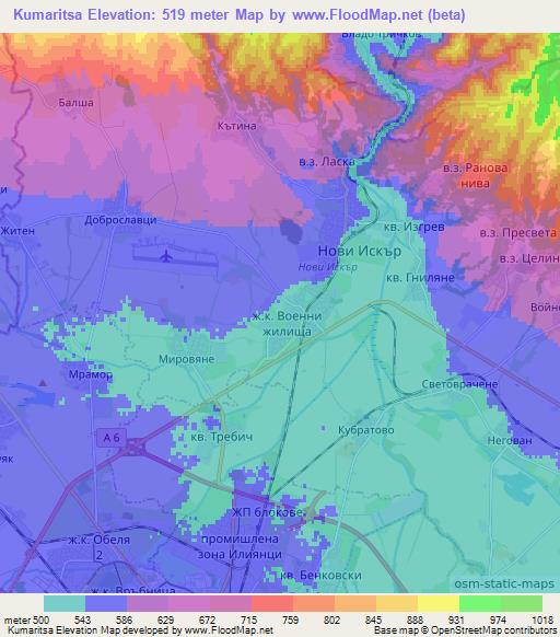 Kumaritsa,Bulgaria Elevation Map