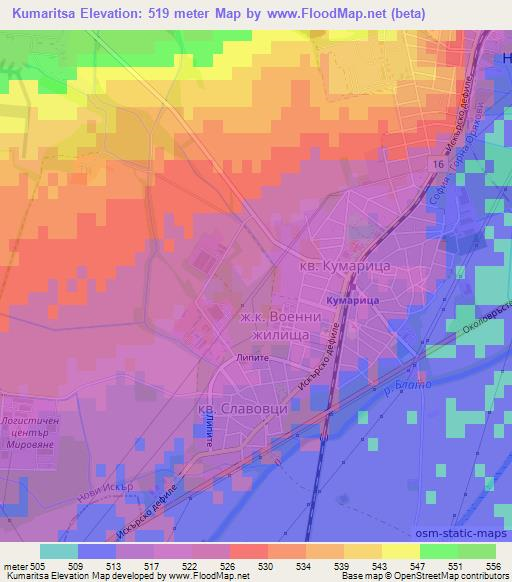 Kumaritsa,Bulgaria Elevation Map