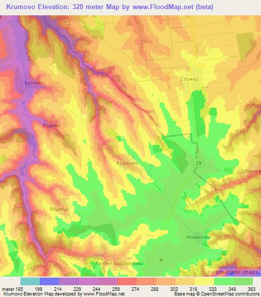 Krumovo,Bulgaria Elevation Map