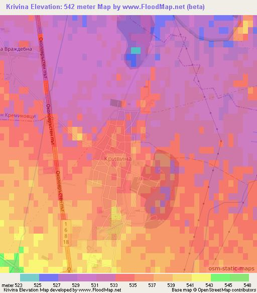 Krivina,Bulgaria Elevation Map