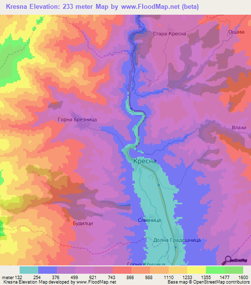 Kresna,Bulgaria Elevation Map