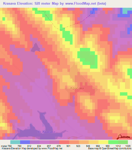 Krasava,Bulgaria Elevation Map