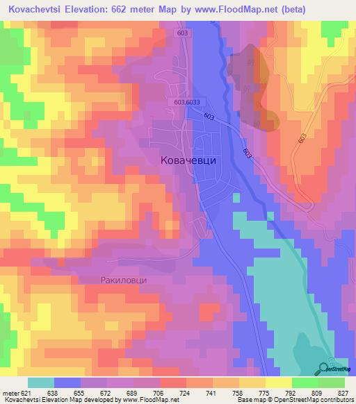 Kovachevtsi,Bulgaria Elevation Map