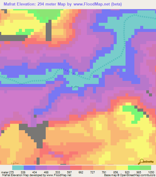Mafrat,Yemen Elevation Map