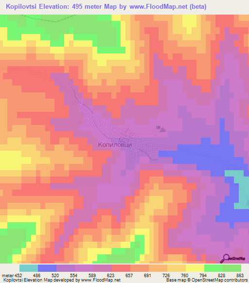 Kopilovtsi,Bulgaria Elevation Map