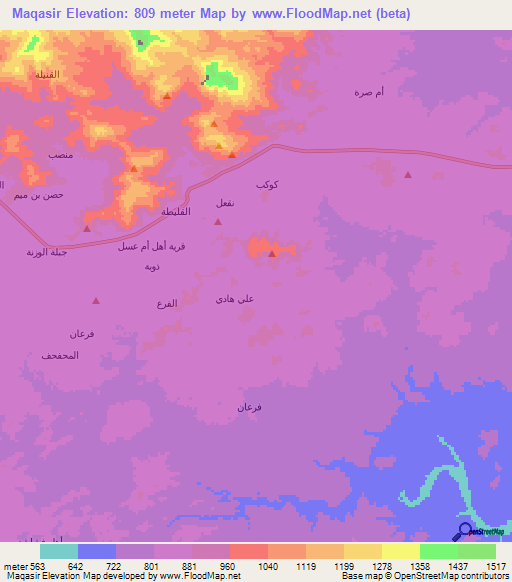 Maqasir,Yemen Elevation Map