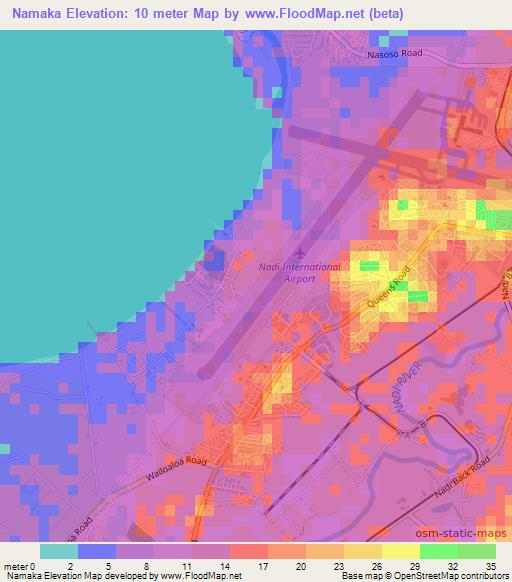 Namaka,Fiji Elevation Map