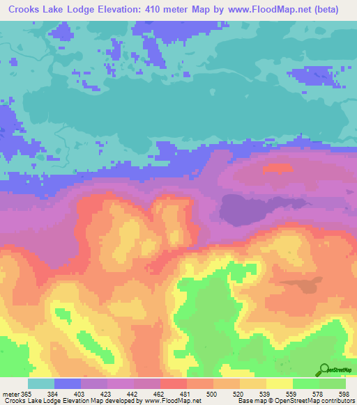 Crooks Lake Lodge,Canada Elevation Map
