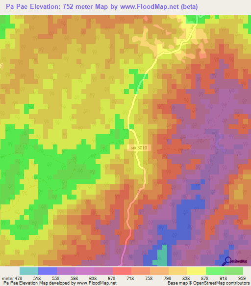 Pa Pae,Thailand Elevation Map