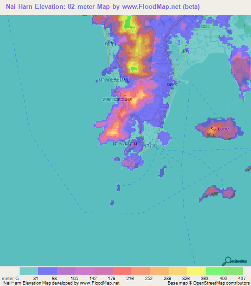 Nai Harn,Thailand Elevation Map
