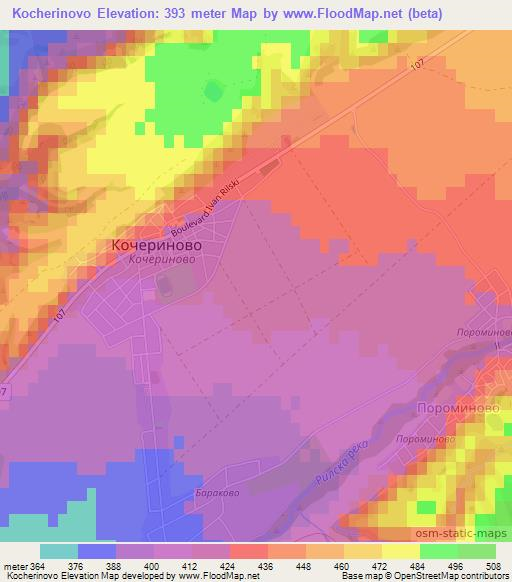 Kocherinovo,Bulgaria Elevation Map