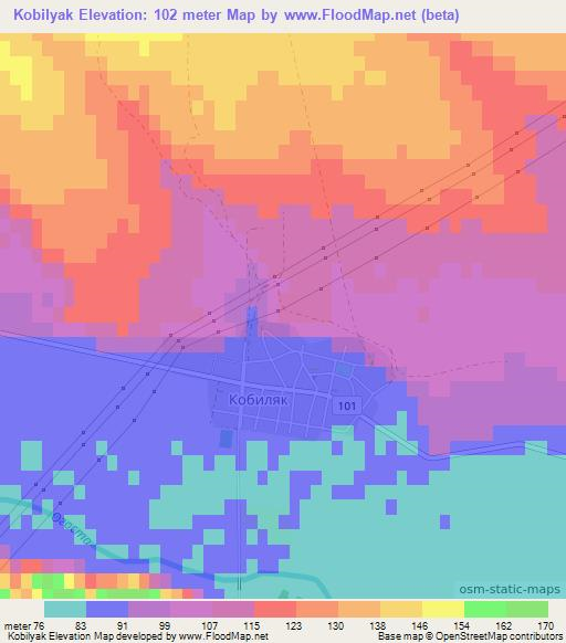 Kobilyak,Bulgaria Elevation Map