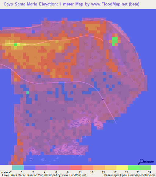 Cayo Santa Maria,Cuba Elevation Map