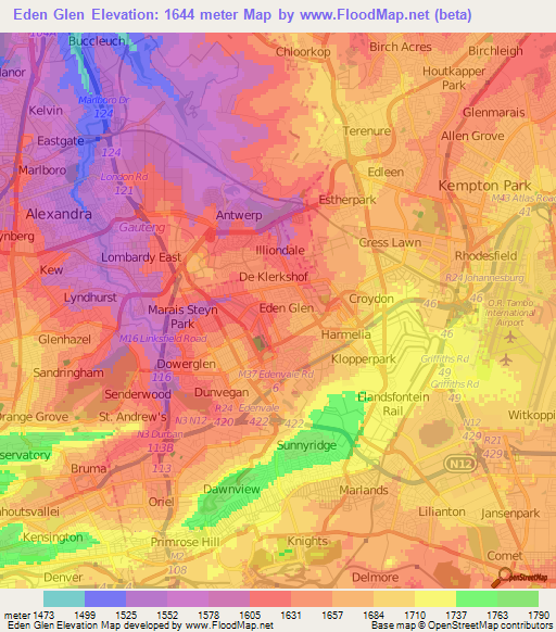 Elevation of Eden Glen,South Africa Elevation Map, Topography, Contour