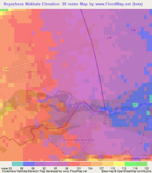 Knyazheva Makhala,Bulgaria Elevation Map