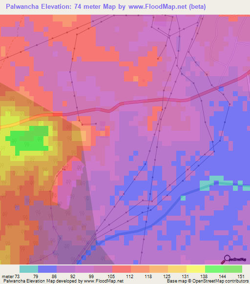 Palwancha,India Elevation Map