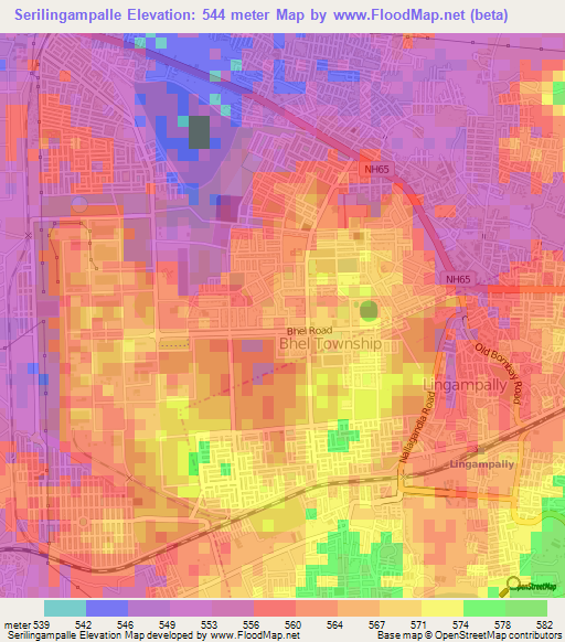 Serilingampalle,India Elevation Map