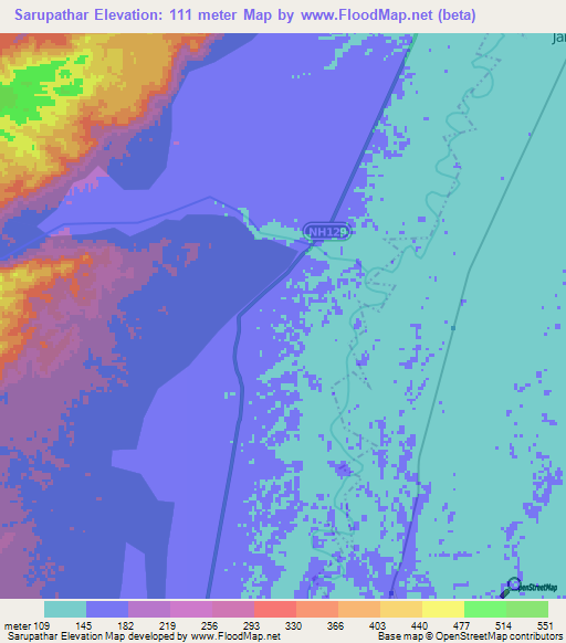 Sarupathar,India Elevation Map