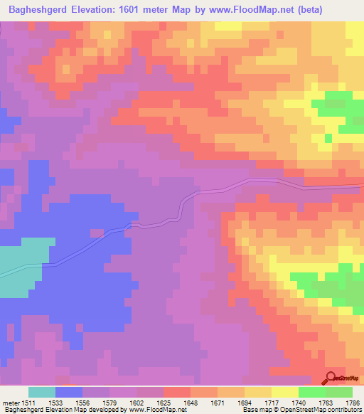 Bagheshgerd,Iran Elevation Map