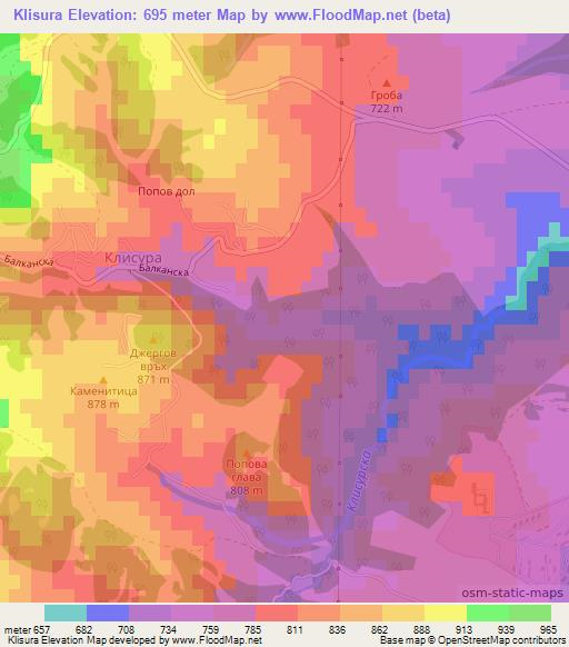Klisura,Bulgaria Elevation Map