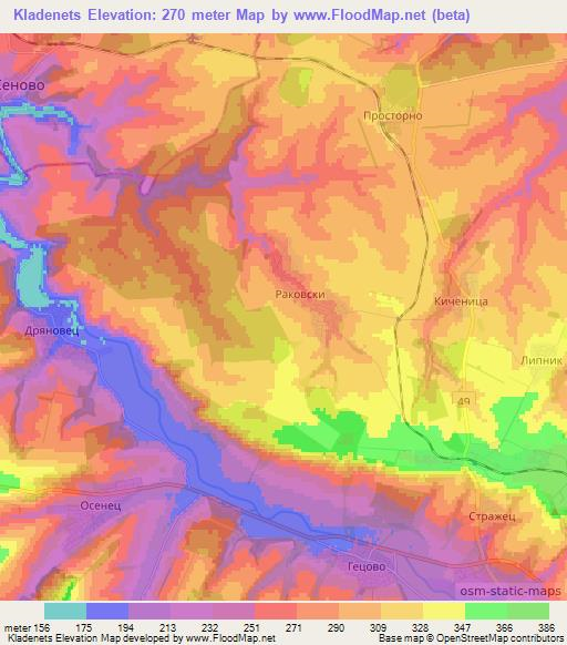 Kladenets,Bulgaria Elevation Map