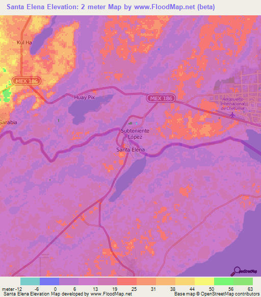 Santa Elena,Belize Elevation Map