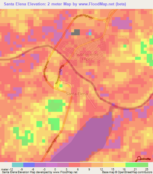 Santa Elena,Belize Elevation Map