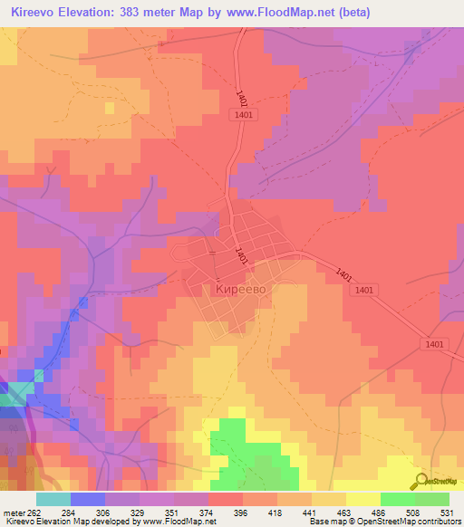 Kireevo,Bulgaria Elevation Map