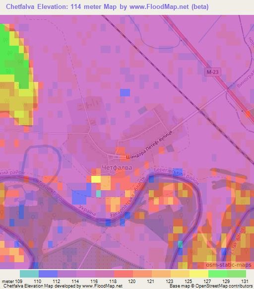 Chetfalva,Ukraine Elevation Map