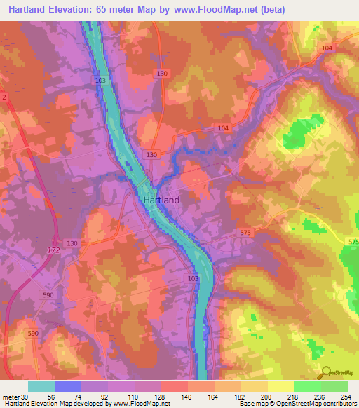 Hartland,Canada Elevation Map