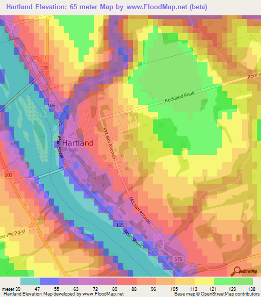 Hartland,Canada Elevation Map