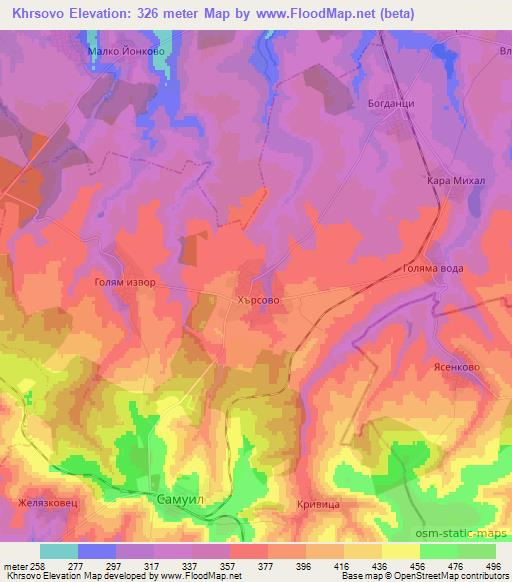 Khrsovo,Bulgaria Elevation Map