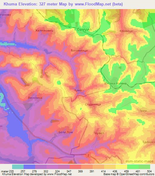 Khuma,Bulgaria Elevation Map