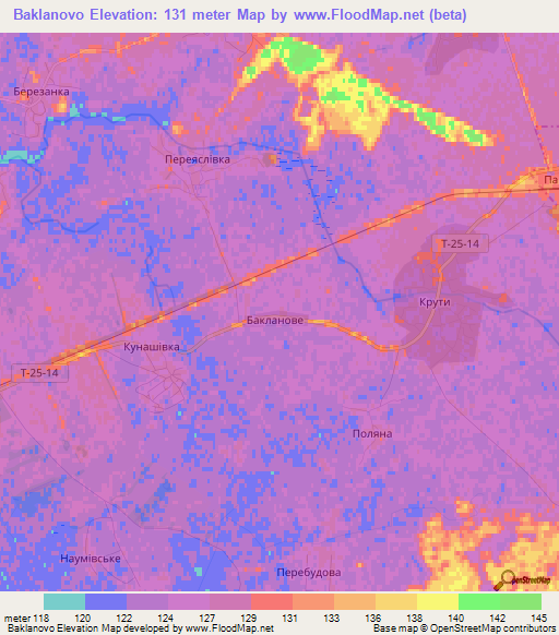 Baklanovo,Ukraine Elevation Map