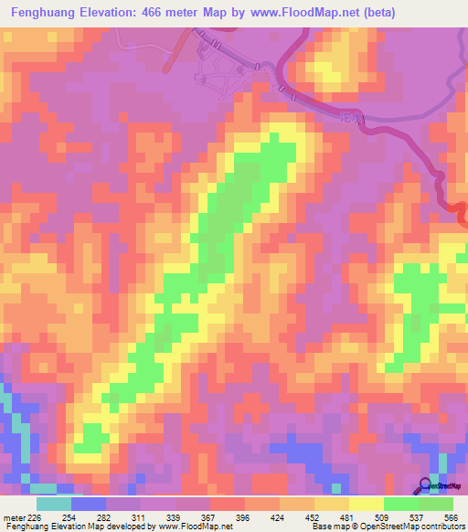 Fenghuang,China Elevation Map
