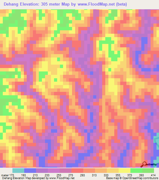 Dehang,China Elevation Map