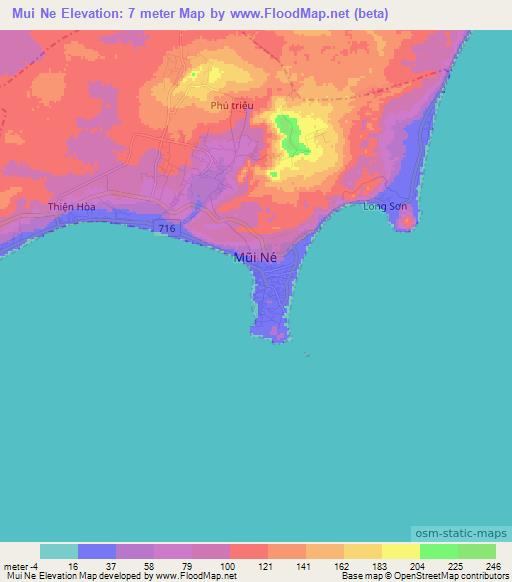 Mui Ne,Vietnam Elevation Map