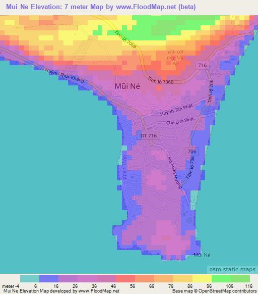 Mui Ne,Vietnam Elevation Map