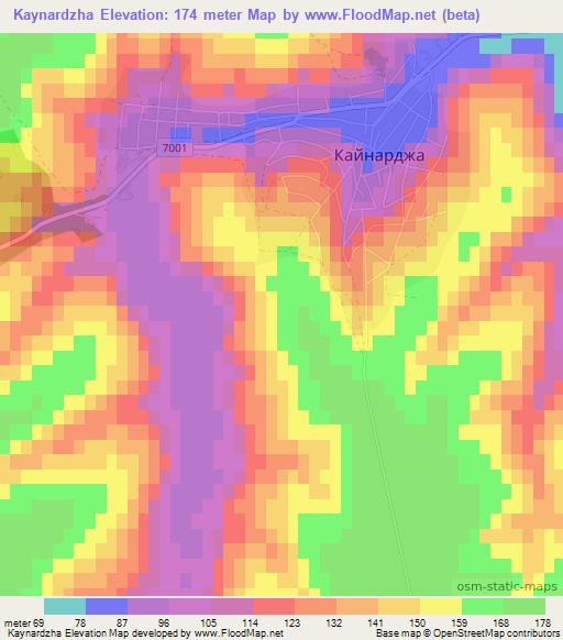 Kaynardzha,Bulgaria Elevation Map