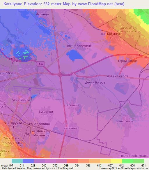 Katsilyane,Bulgaria Elevation Map
