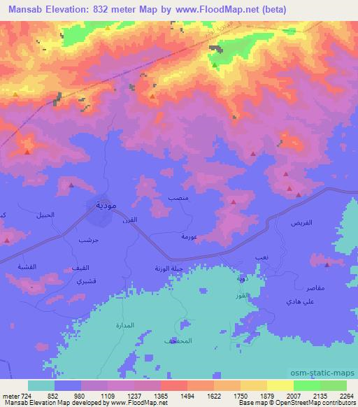 Mansab,Yemen Elevation Map