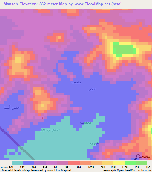 Mansab,Yemen Elevation Map