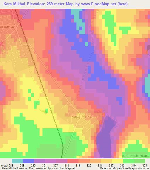 Kara Mikhal,Bulgaria Elevation Map
