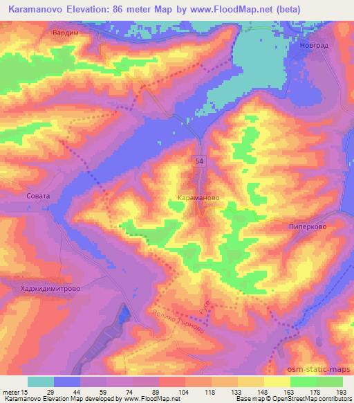 Karamanovo,Bulgaria Elevation Map