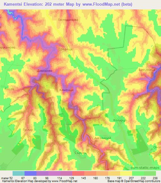 Kamentsi,Bulgaria Elevation Map