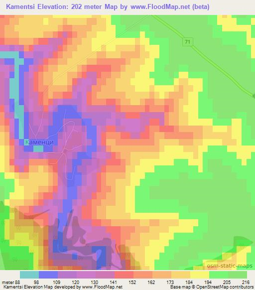 Kamentsi,Bulgaria Elevation Map